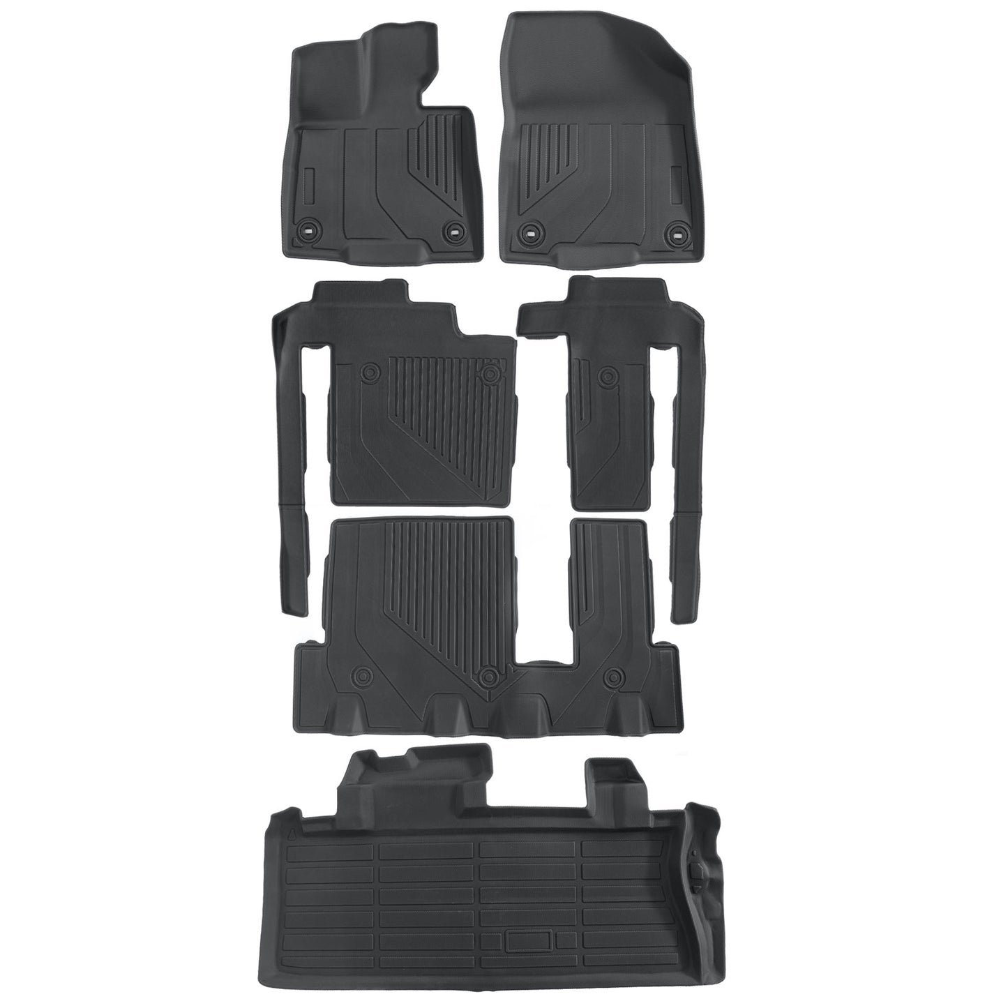 Floor Mats & Trunk Cargo Liner TPE For 2021-2025 Toyota Sienna 8 Seats 3D Black