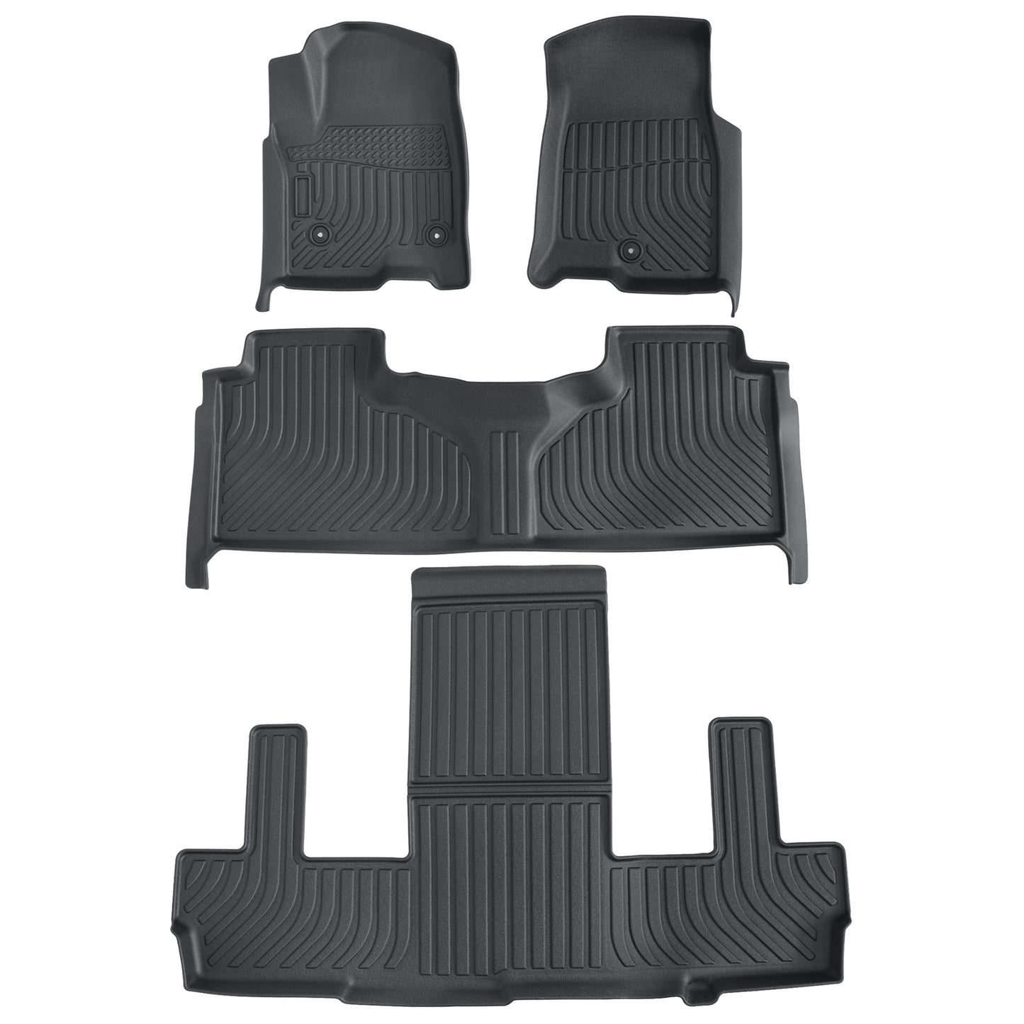 Front+2nd+Rear Floor Mats Liner For 21-25 Chevy Tahoe/GMC Yukon Bucket Seat TPE