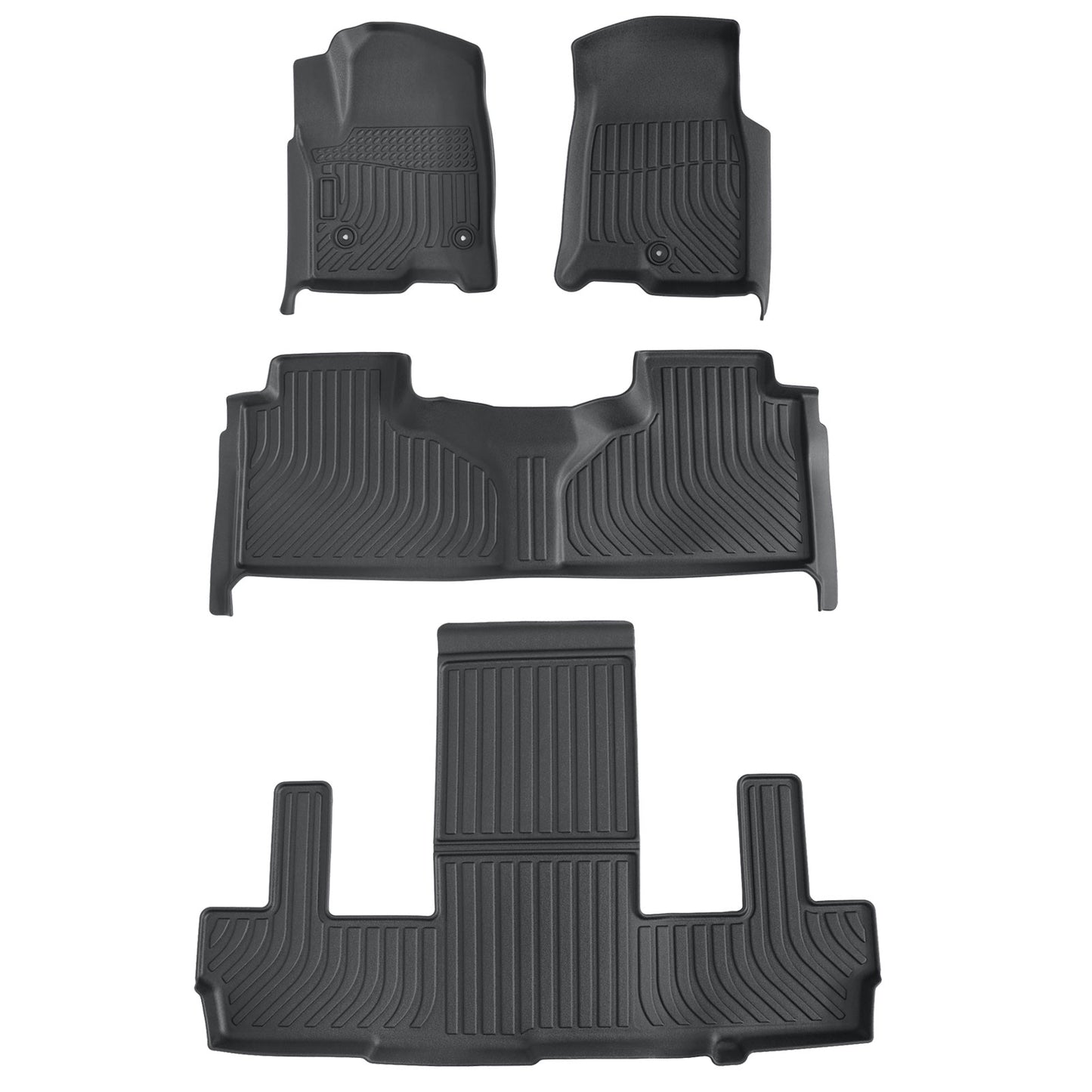 Front+2nd+Rear Floor Mats Liner For 21-25 Chevy Tahoe/GMC Yukon Bucket Seat TPE
