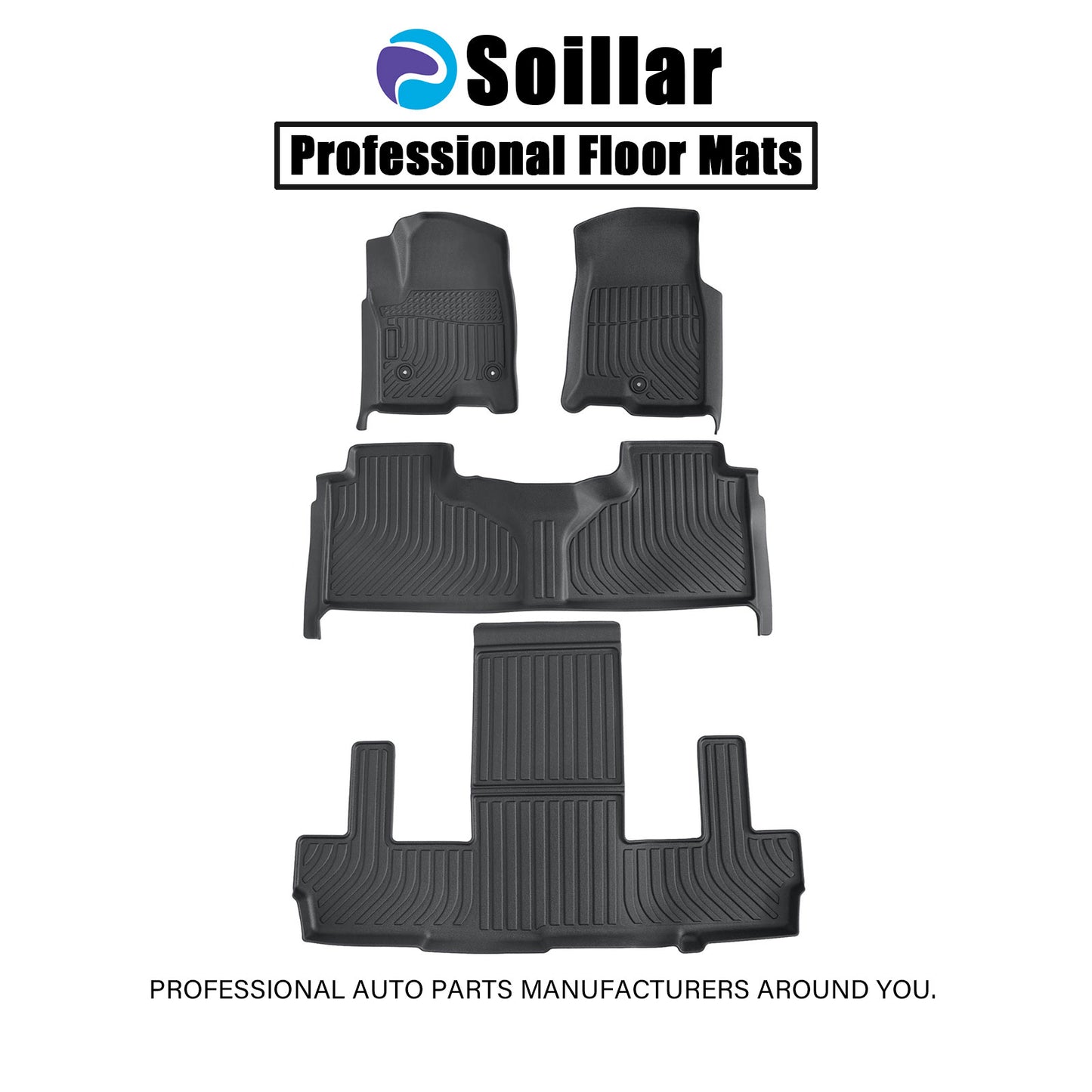 Front+2nd+Rear Floor Mats Liner For 21-25 Chevy Tahoe/GMC Yukon Bucket Seat TPE