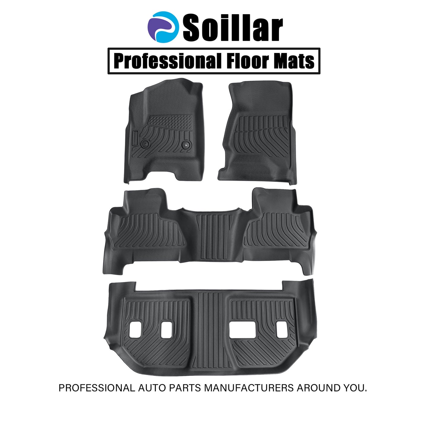 Floor Mats Liner For 2015-2020 Chevy Suburban GMC Yukon XL Bucket Seats TPE 3Row