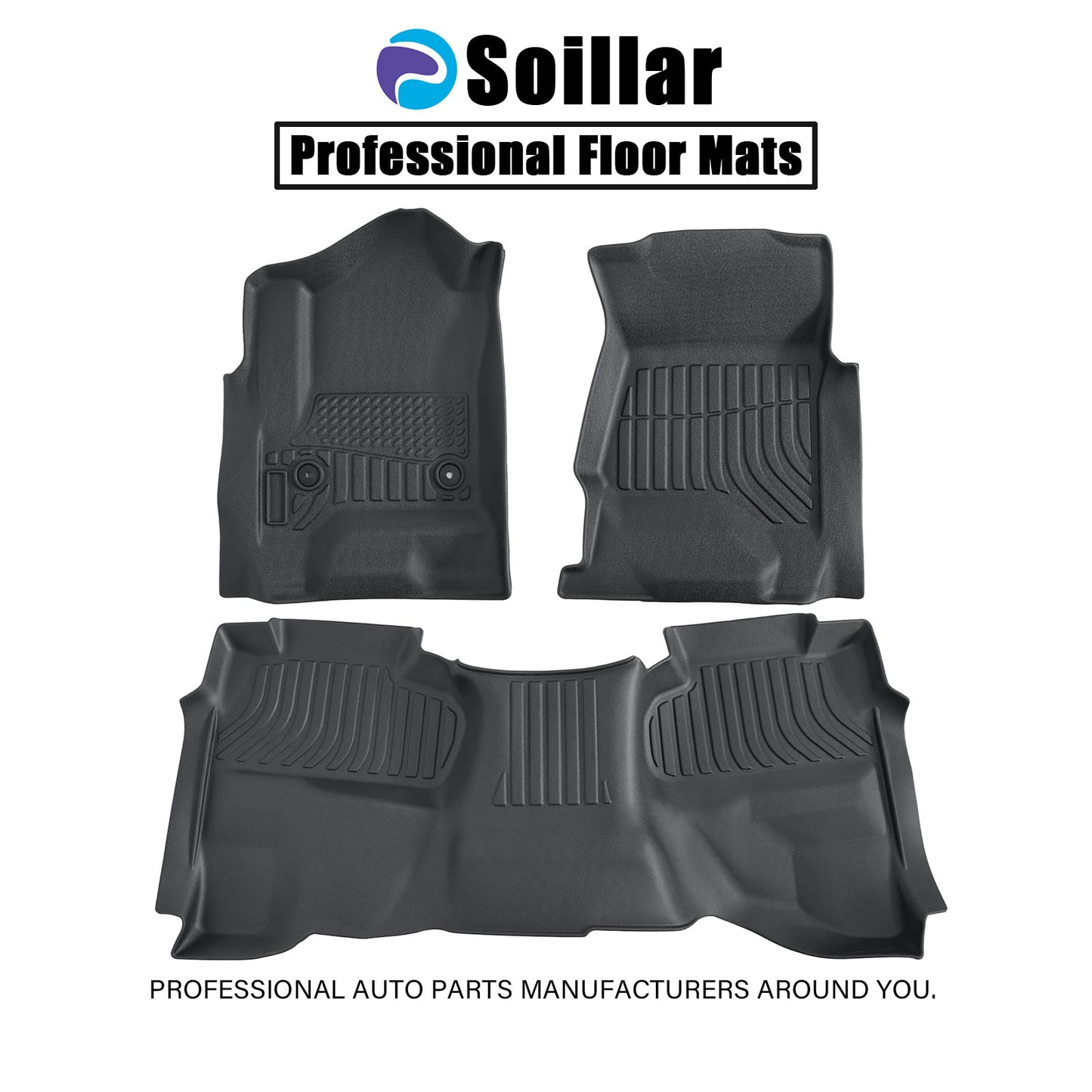 Floor Mats Liner Fits 2014-2019 Chevy Silverado GMC Sierra Double Extended Cab
