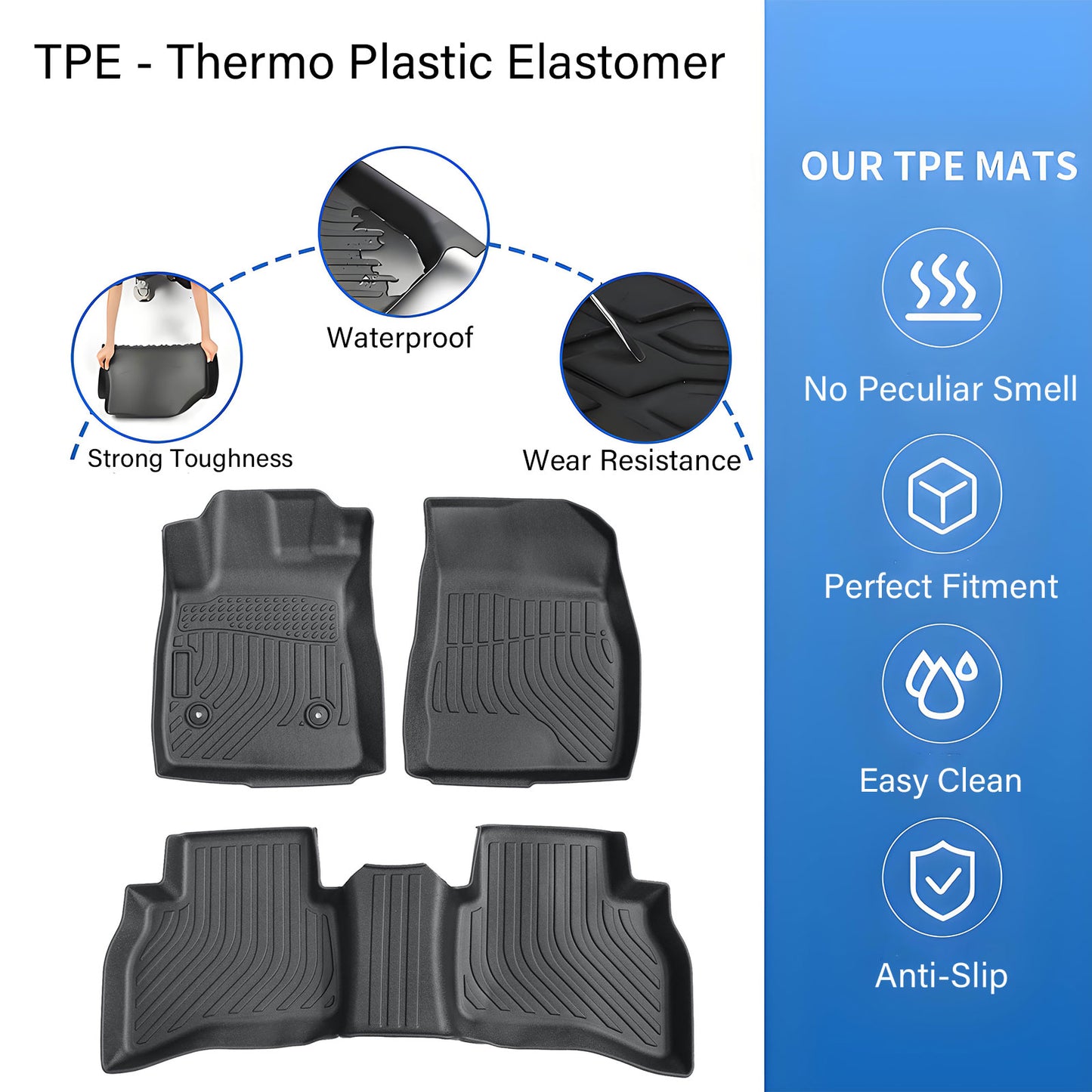 Fits 2021 2022 Chevy Trailblazer AWD TPE 1st & 2nd Row Floor Mats Liner 4-Door