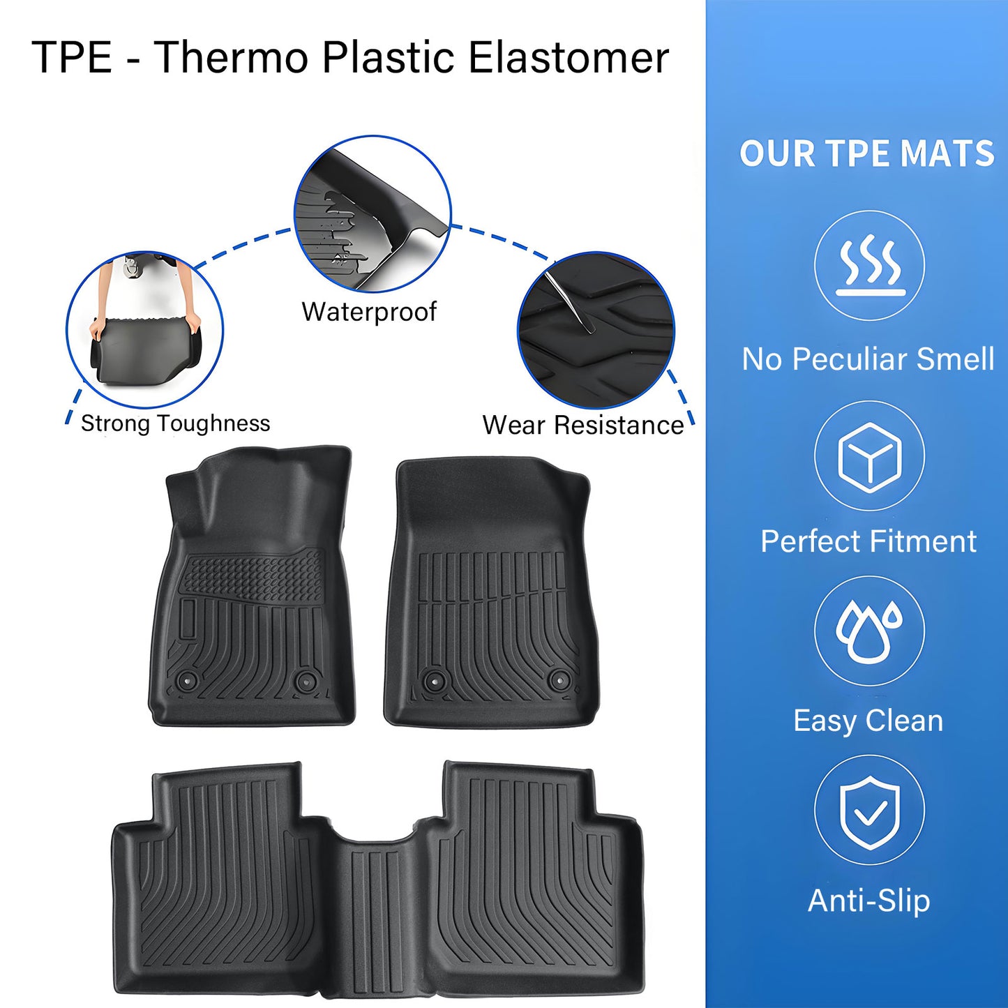 Floor Mats Liner For 2014 - 2020 Chevrolet Impala Front & Rear All-Weather Black