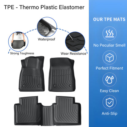 Floor Mats Liner For 2014 - 2020 Chevrolet Impala Front & Rear All-Weather Black