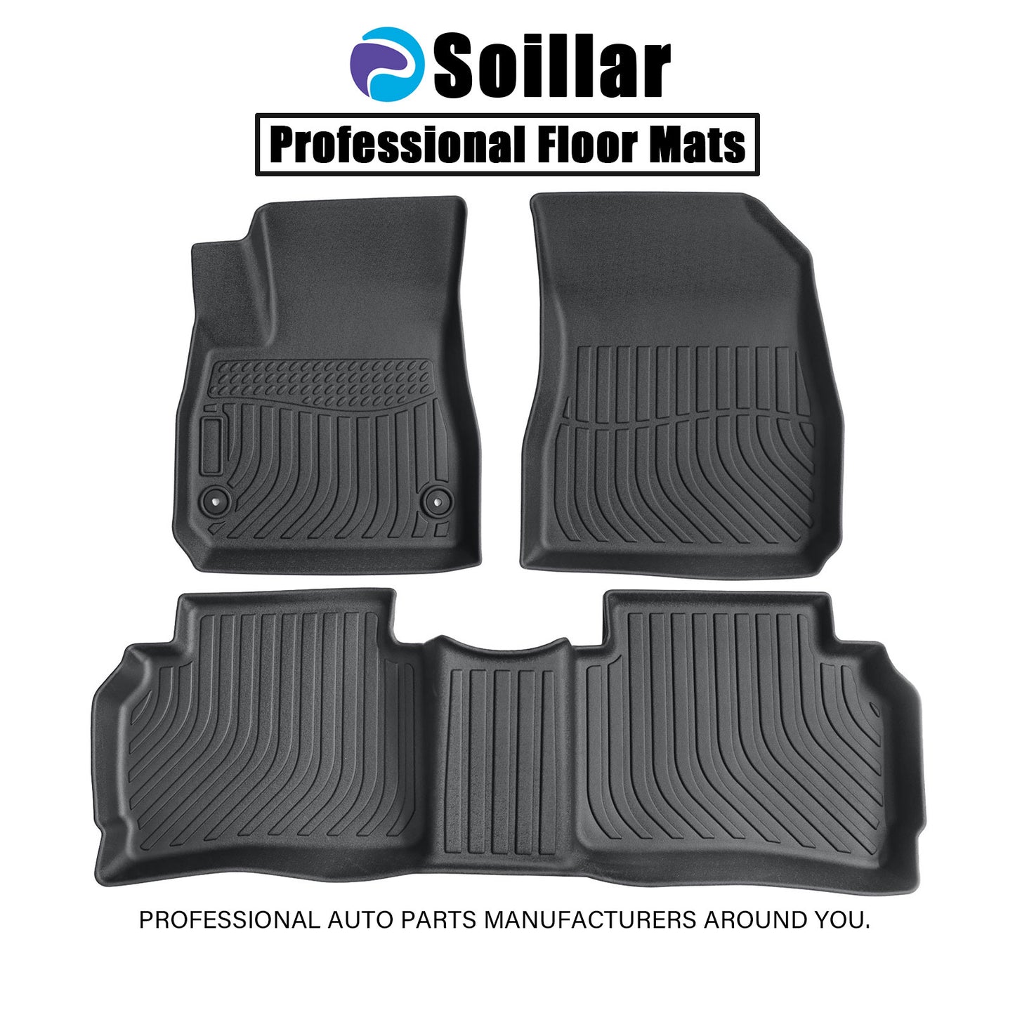 Floor Mats Liners TPE For 2016-2025 Chevrolet Malibu Front & Rear 3D All-Weather