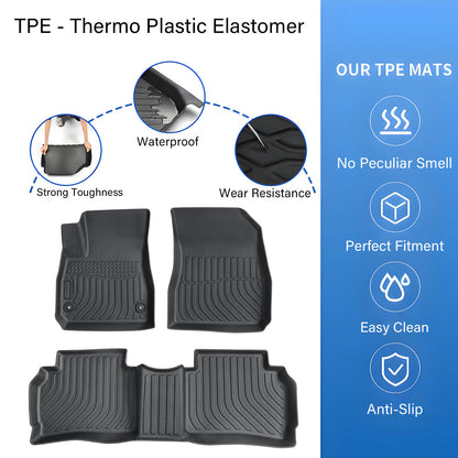 Floor Mats Liners TPE For 2016-2025 Chevrolet Malibu Front & Rear 3D All-Weather