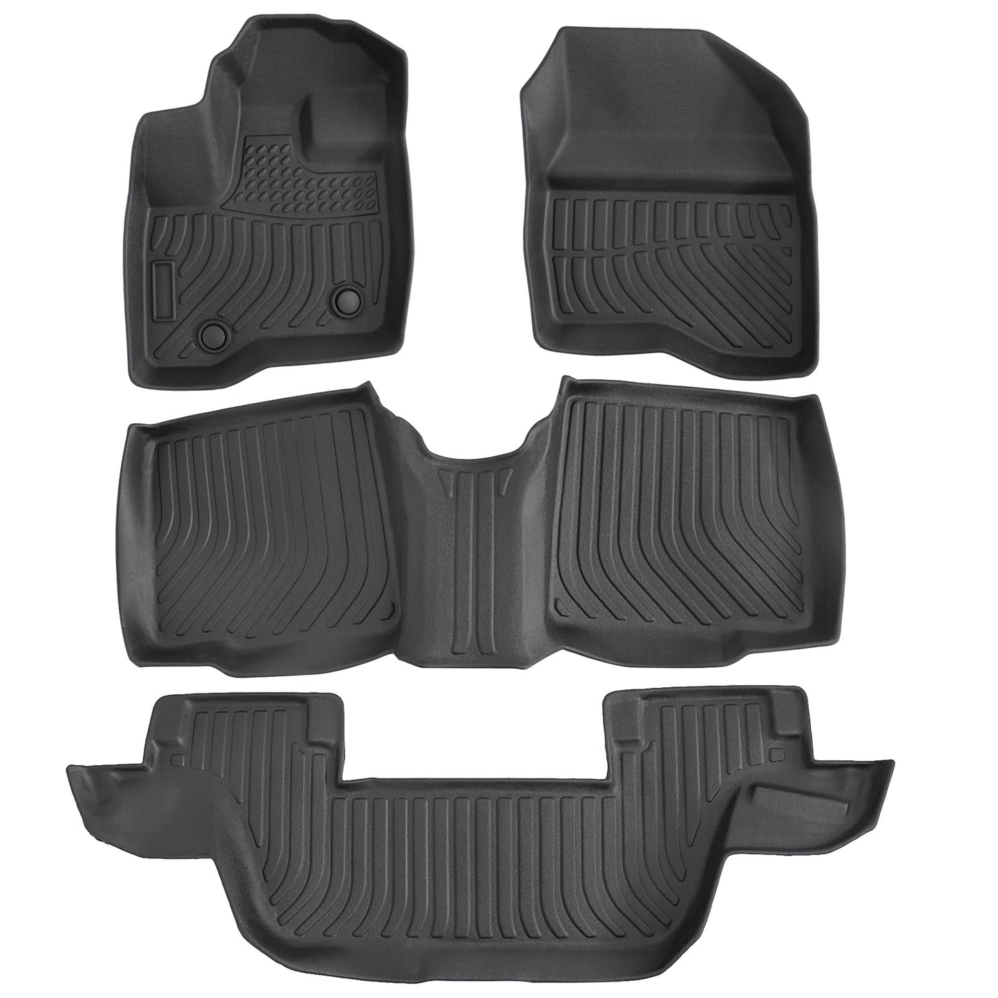 3 Row TPE Floor Mats Liners 4Pcs Black For 2011-2014 Ford Explorer Bench Seating