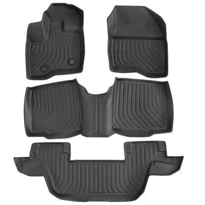 3 Row TPE Floor Mats Liners 4Pcs Black For 2011-2014 Ford Explorer Bench Seating