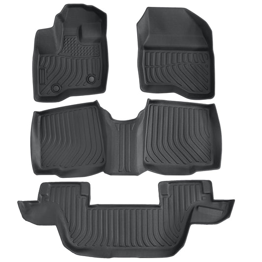 3 Row TPE Floor Mats Liners 4Pcs Black For 2011-2014 Ford Explorer Bench Seating