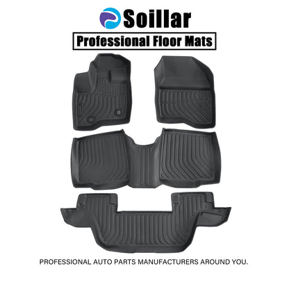 3 Row TPE Floor Mats Liners 4Pcs Black For 2011-2014 Ford Explorer Bench Seating