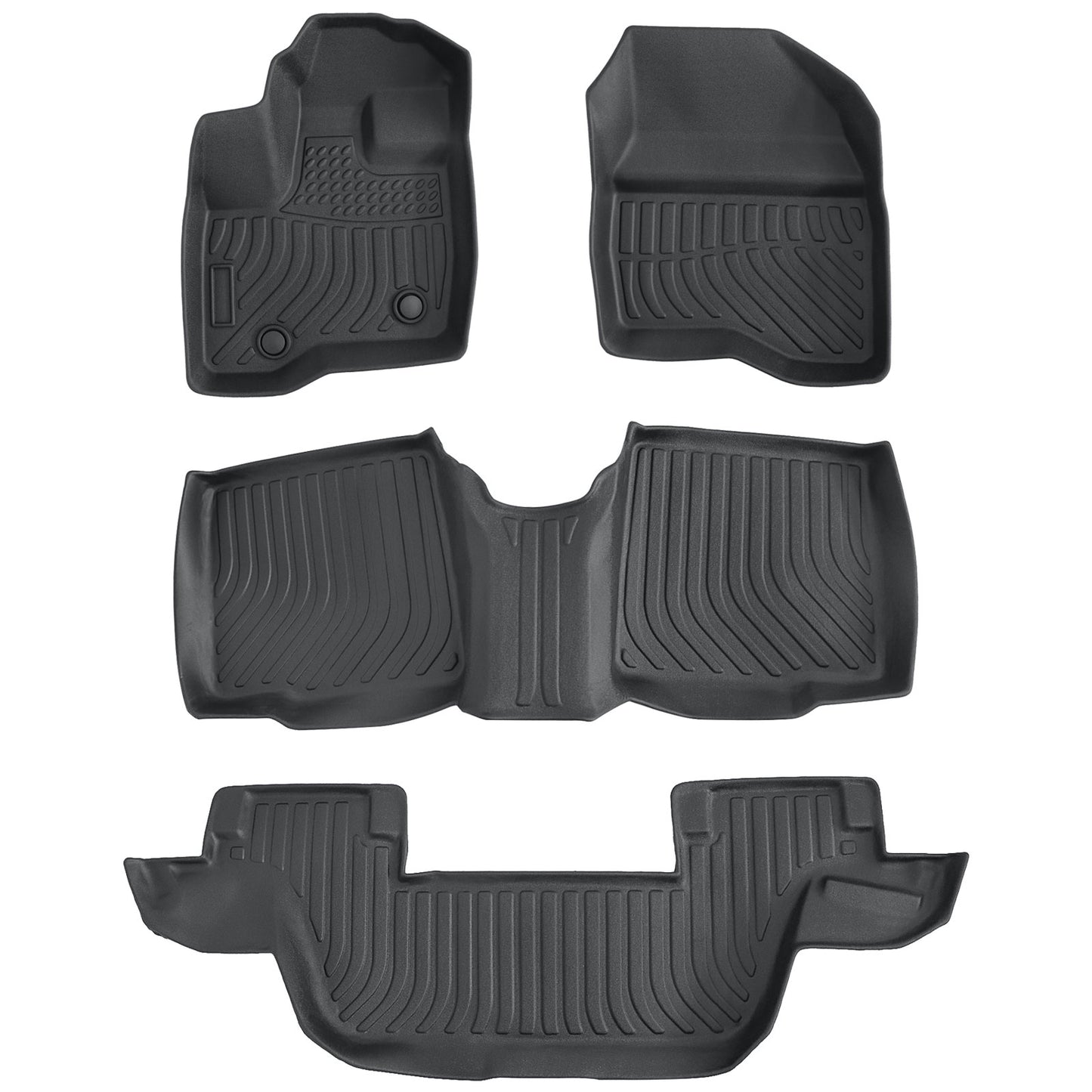 3 Row TPE Floor Mats Liners 4Pcs Black For 2011-2014 Ford Explorer Bench Seating