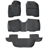 3 Row TPE Floor Mats Liners 4Pcs Black For 2011-2014 Ford Explorer Bench Seating