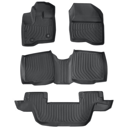 3 Row TPE Floor Mats Liners 4Pcs Black For 2011-2014 Ford Explorer Bench Seating
