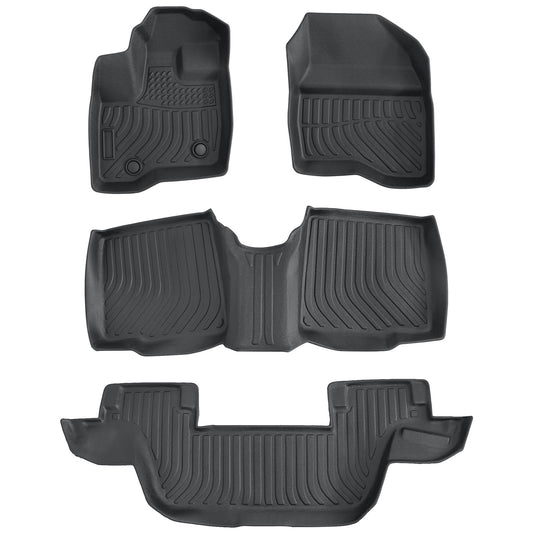 3 Row TPE Floor Mats Liners 4Pcs Black For 2011-2014 Ford Explorer Bench Seating