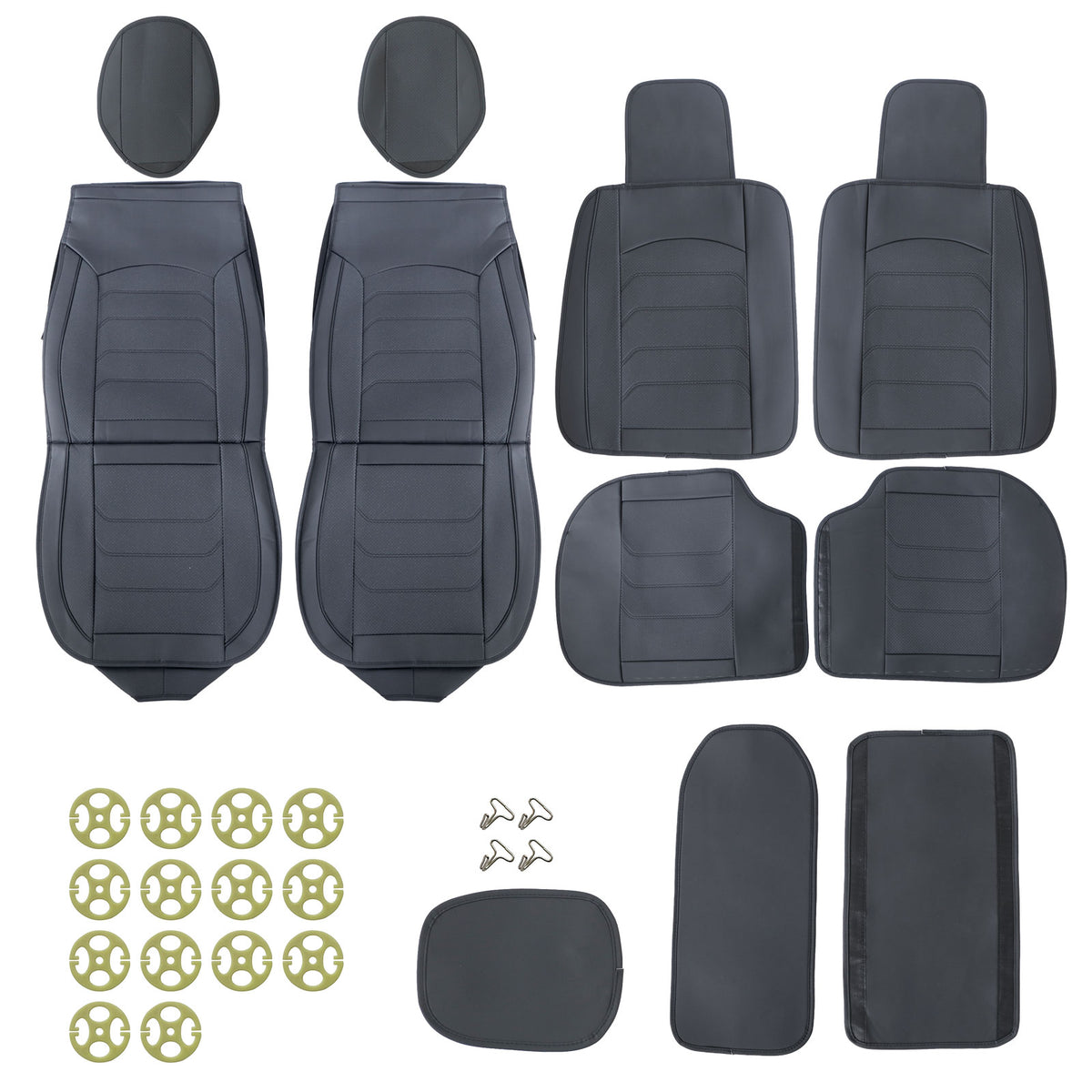 PU Leather 5 Seat Covers Full Set Front + Rear Cushion Fits Toyota Deluxe Car