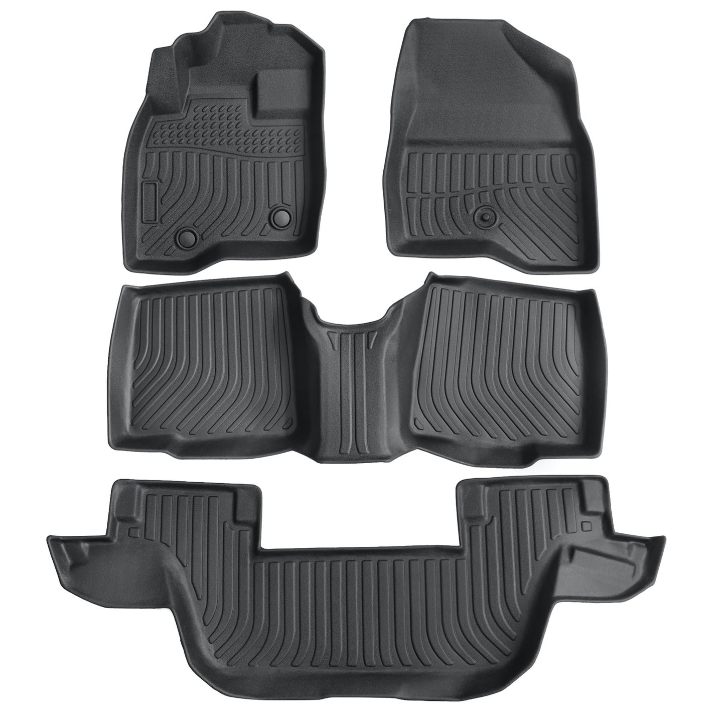TPE Floor Mats 4Pcs All-Weather For 2015-2019 Ford Explorer 3 Row Floor Liners