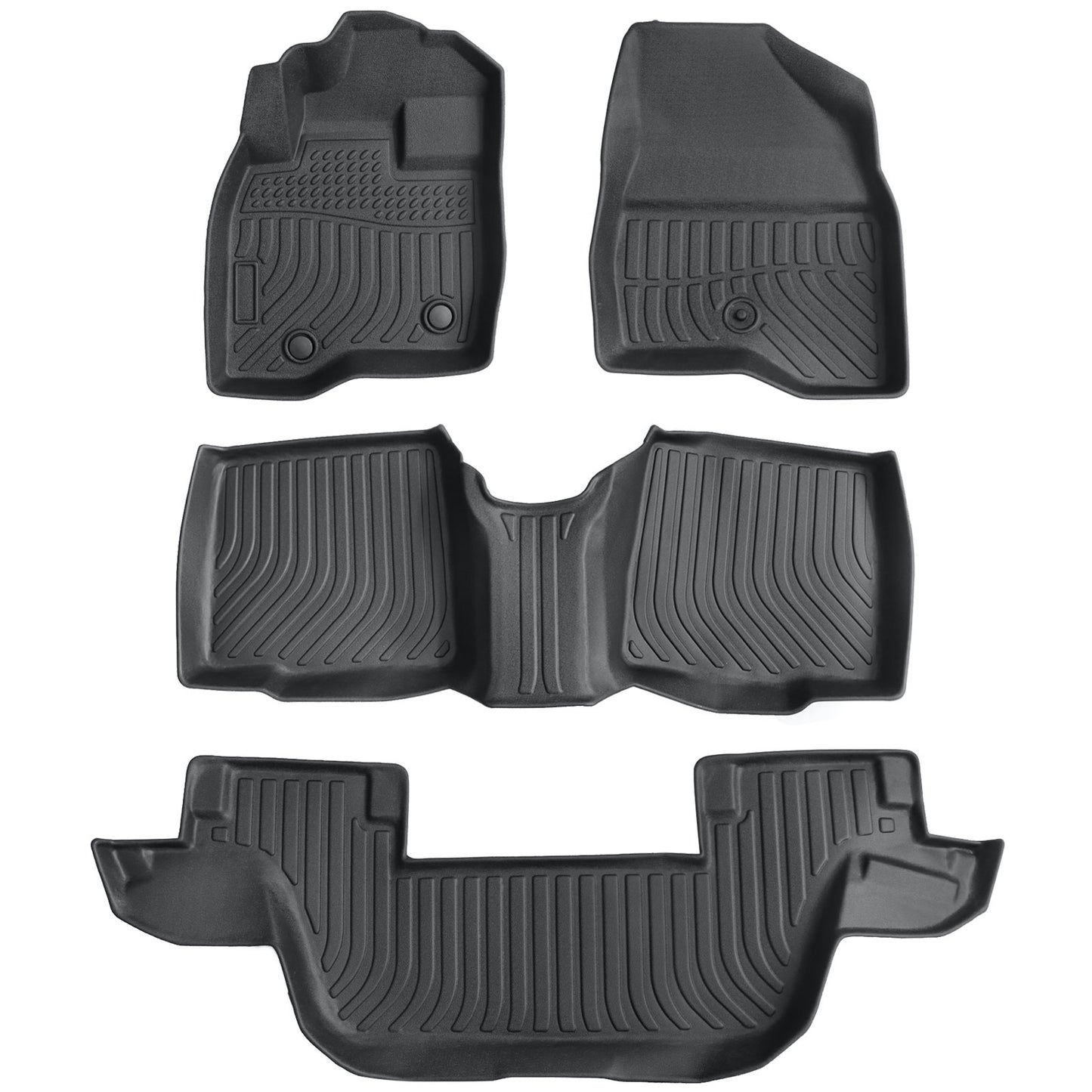 TPE Floor Mats 4Pcs All-Weather For 2015-2019 Ford Explorer 3 Row Floor Liners