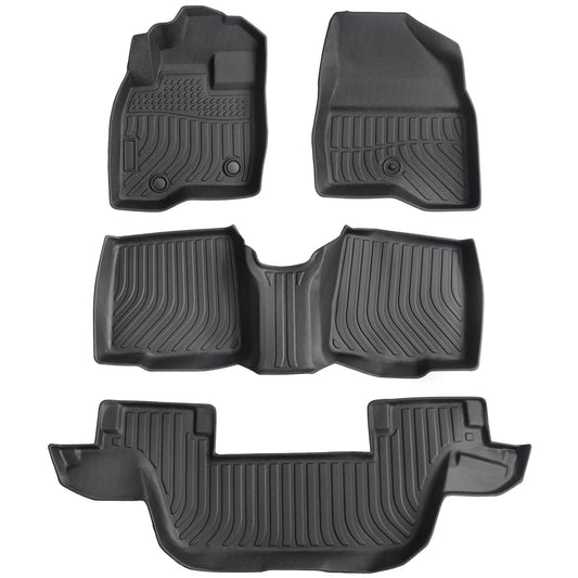 TPE Floor Mats 4Pcs All-Weather For 2015-2019 Ford Explorer 3 Row Floor Liners