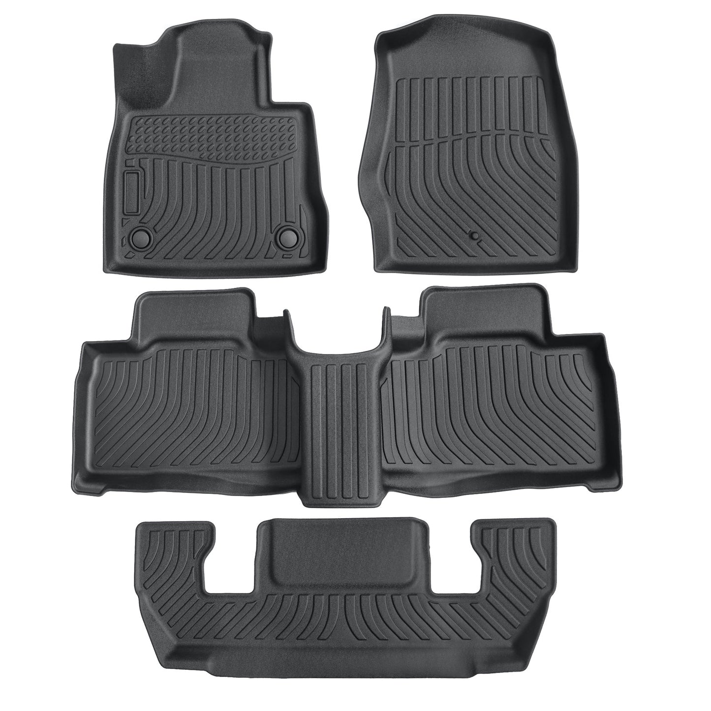 3D Front & Rear TPE Floor Mats Liners For 2020-2025 Ford Explorer 6-Passenger