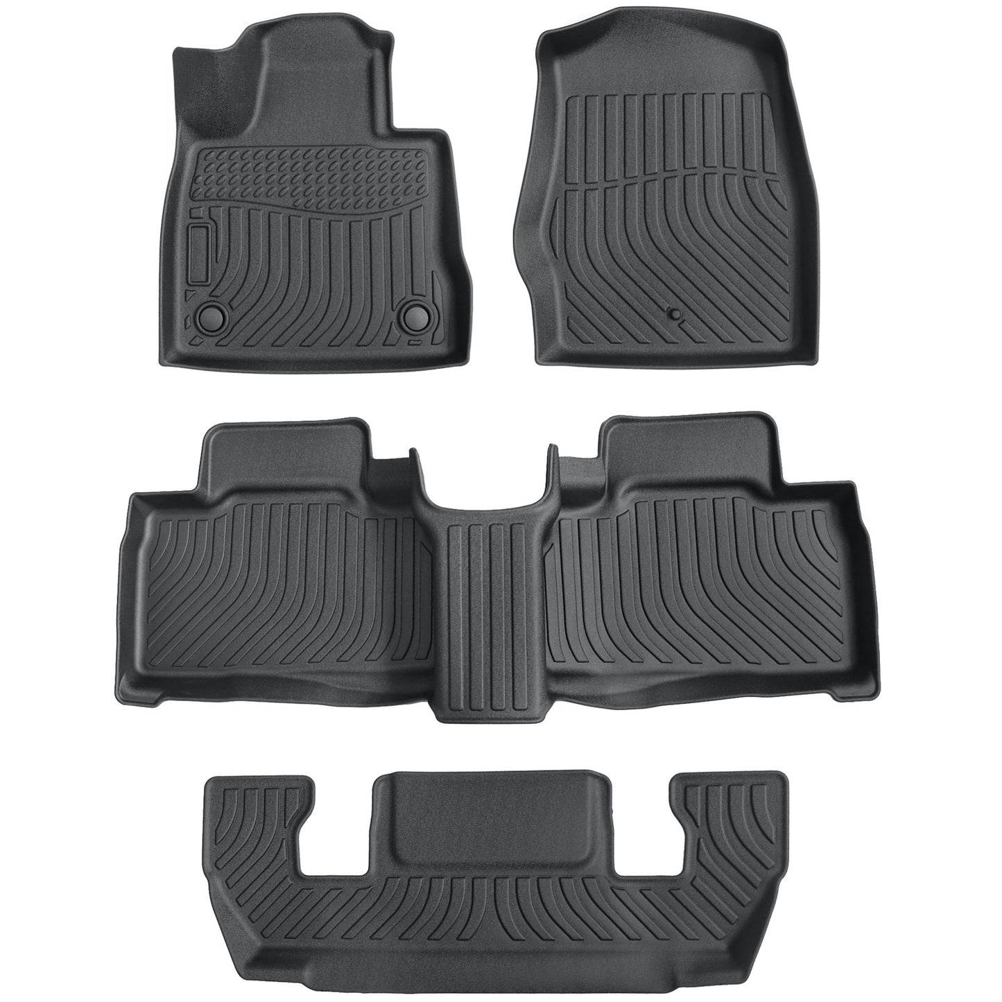 3D Front & Rear TPE Floor Mats Liners For 2020-2025 Ford Explorer 6-Passenger