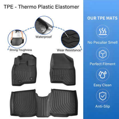 TPE Floor Mats Liners 3Pcs For 2015-2019 Ford Explorer TPE 1st & 2nd Seat Carpet