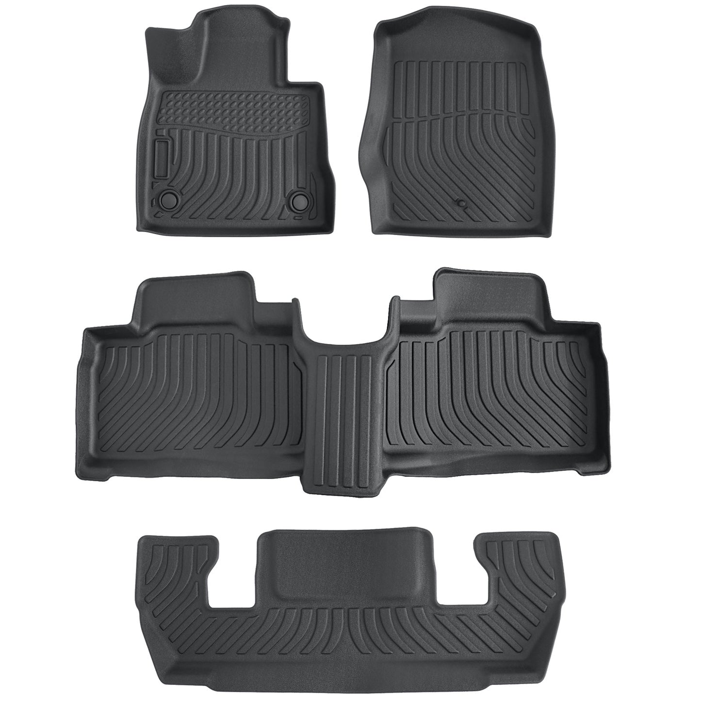 TPE Floor Mats Liners Set Fits 2020-2025 Ford Explorer 6 Seats Waterproof Black