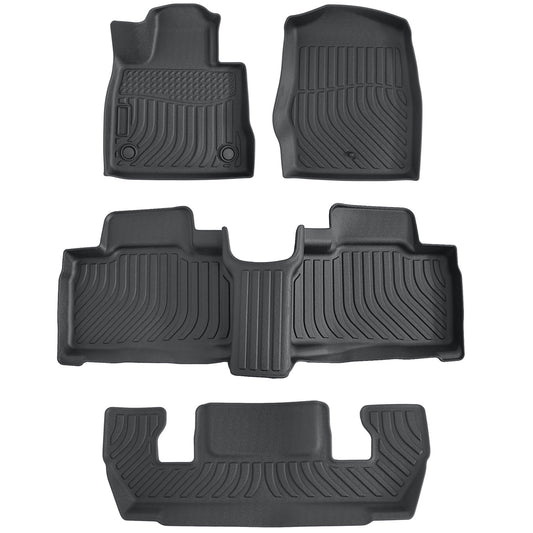 TPE Floor Mats Liners Set Fits 2020-2025 Ford Explorer 6 Seats Waterproof Black