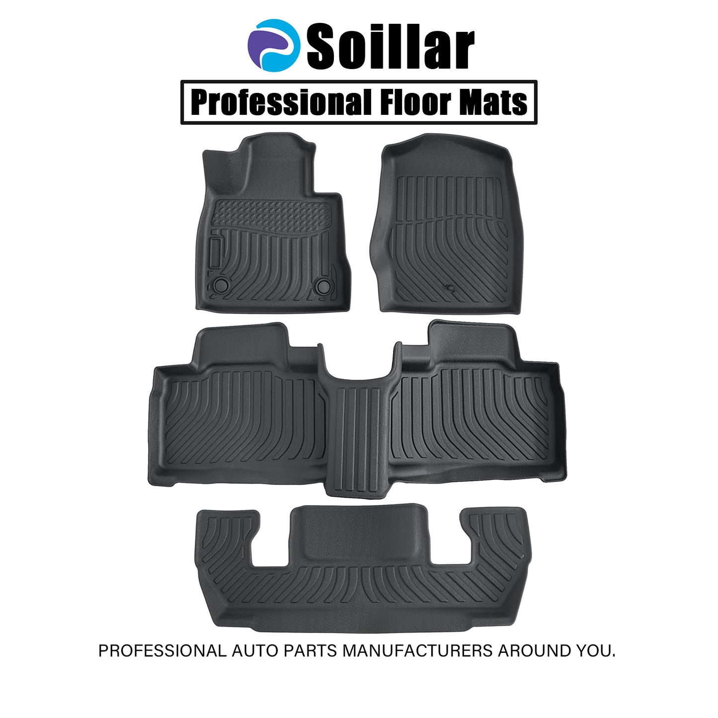 TPE Floor Mats Liners Set Fits 2020-2025 Ford Explorer 6 Seats Waterproof Black