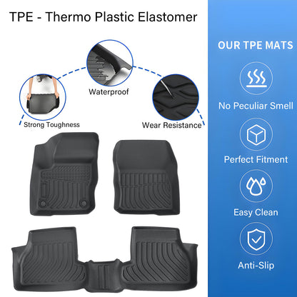 3D Front & Rear TPE Floor Mats Liners Black For 2012-2018 Ford Focus All Weather