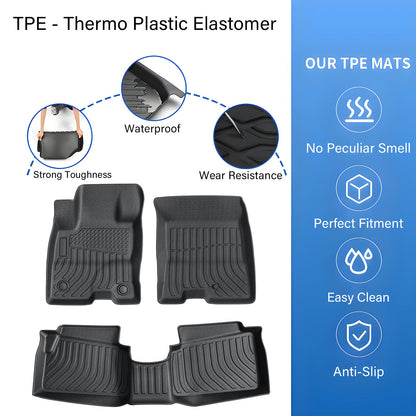 3D TPE Floor Mats Set For 2022-2025 Ford Maverick Hybrid 1st & 2nd Row Liners