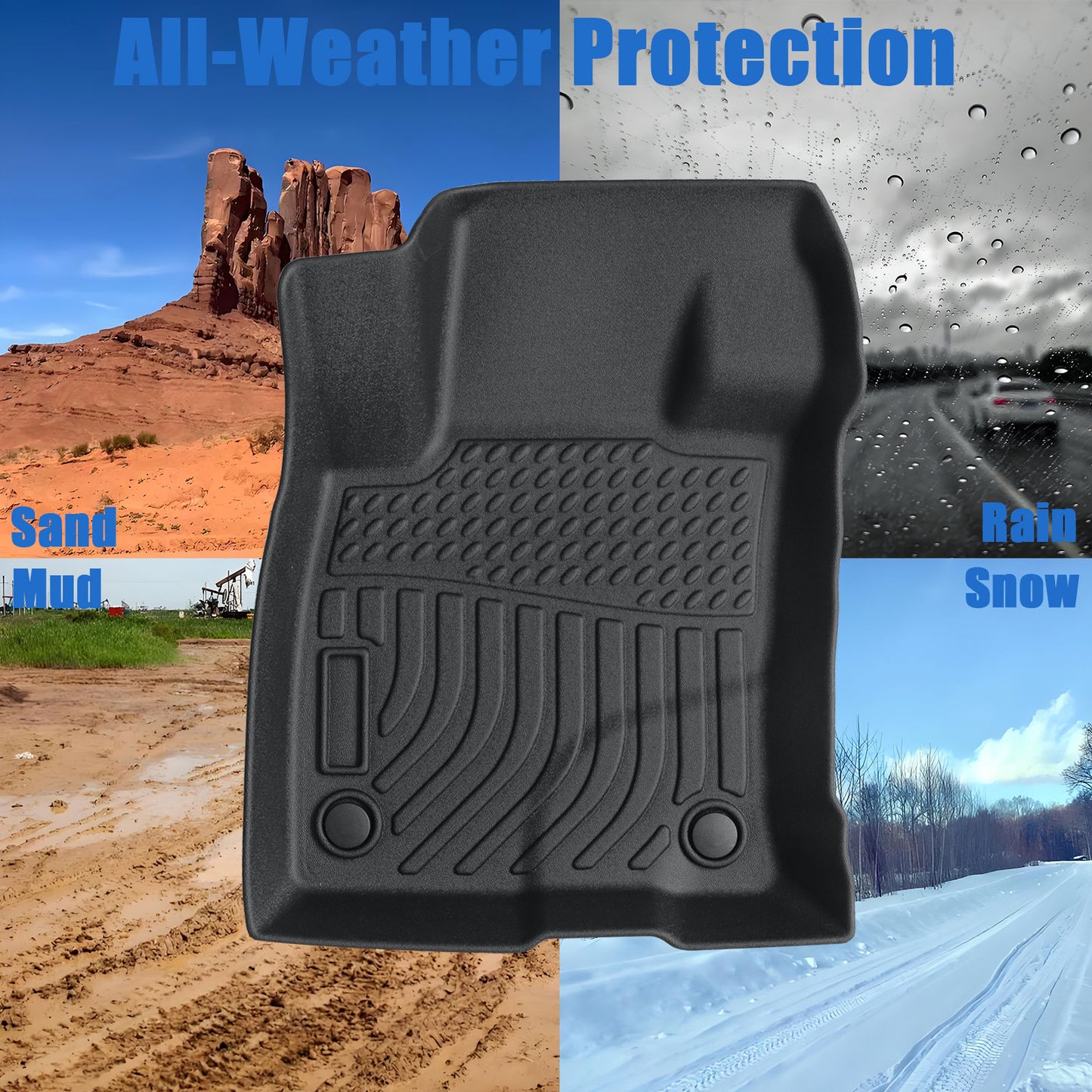 TPE Car Floor Mats Liners 3Pcs For 2022 2023 2024 2025 Ford Maverick Crew Cab