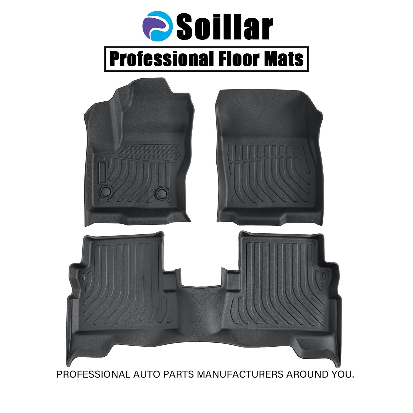 3D TPE Floor Mats Liners Black 3Pcs For 2013-2019 Ford Escape 2013-2018 C-Max