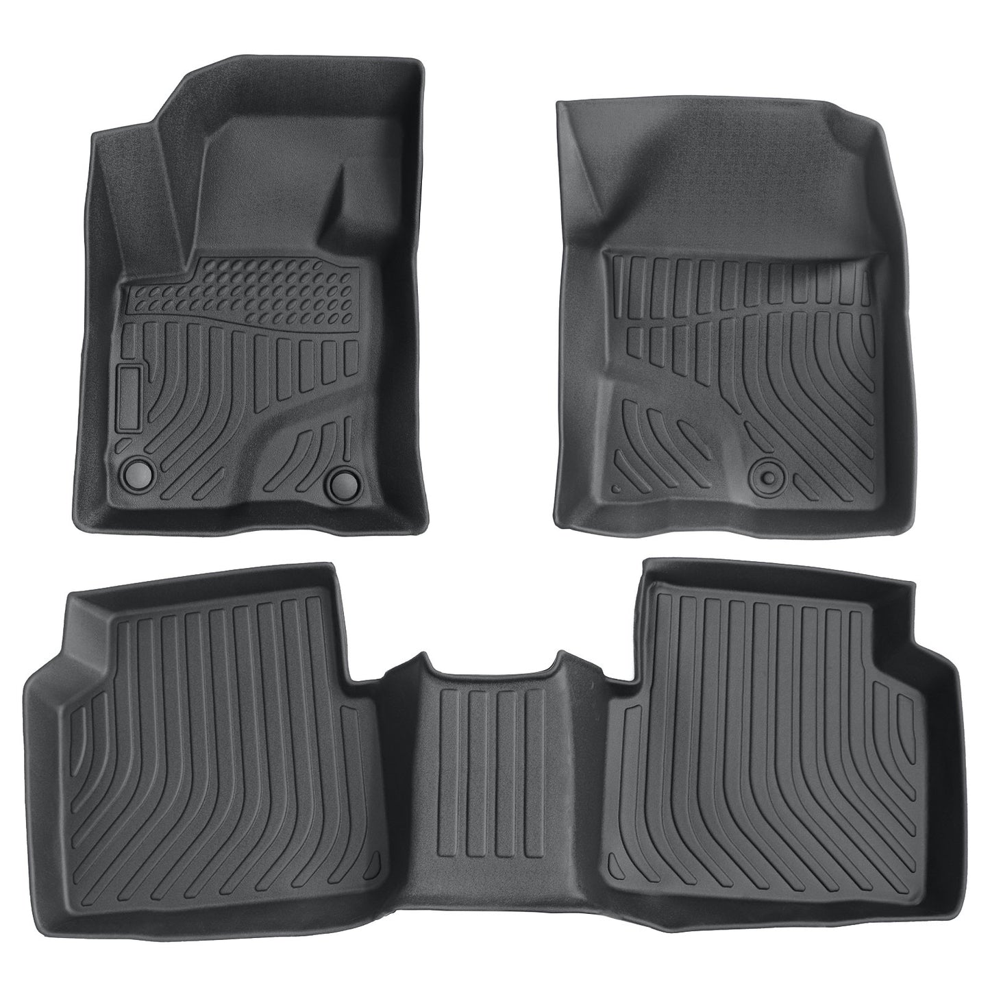 3D Floor Mats  Black For 2020-2025 Ford Escape Front & 2nd Row TPE Floor Liners