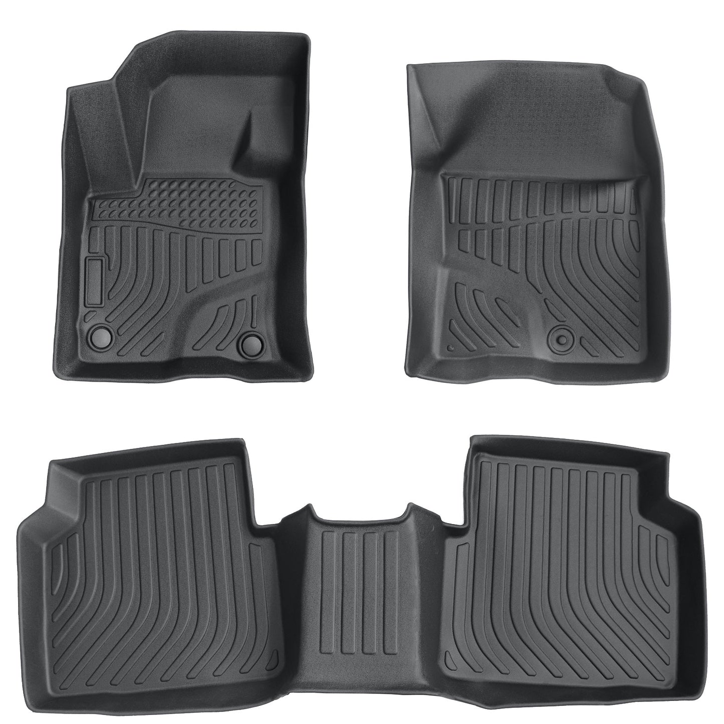 3D Floor Mats  Black For 2020-2025 Ford Escape Front & 2nd Row TPE Floor Liners