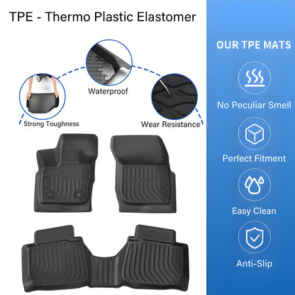 3D TPE Floor Mats Liners All Weather Black For 2017 2018 2019 2020 Ford Fusion