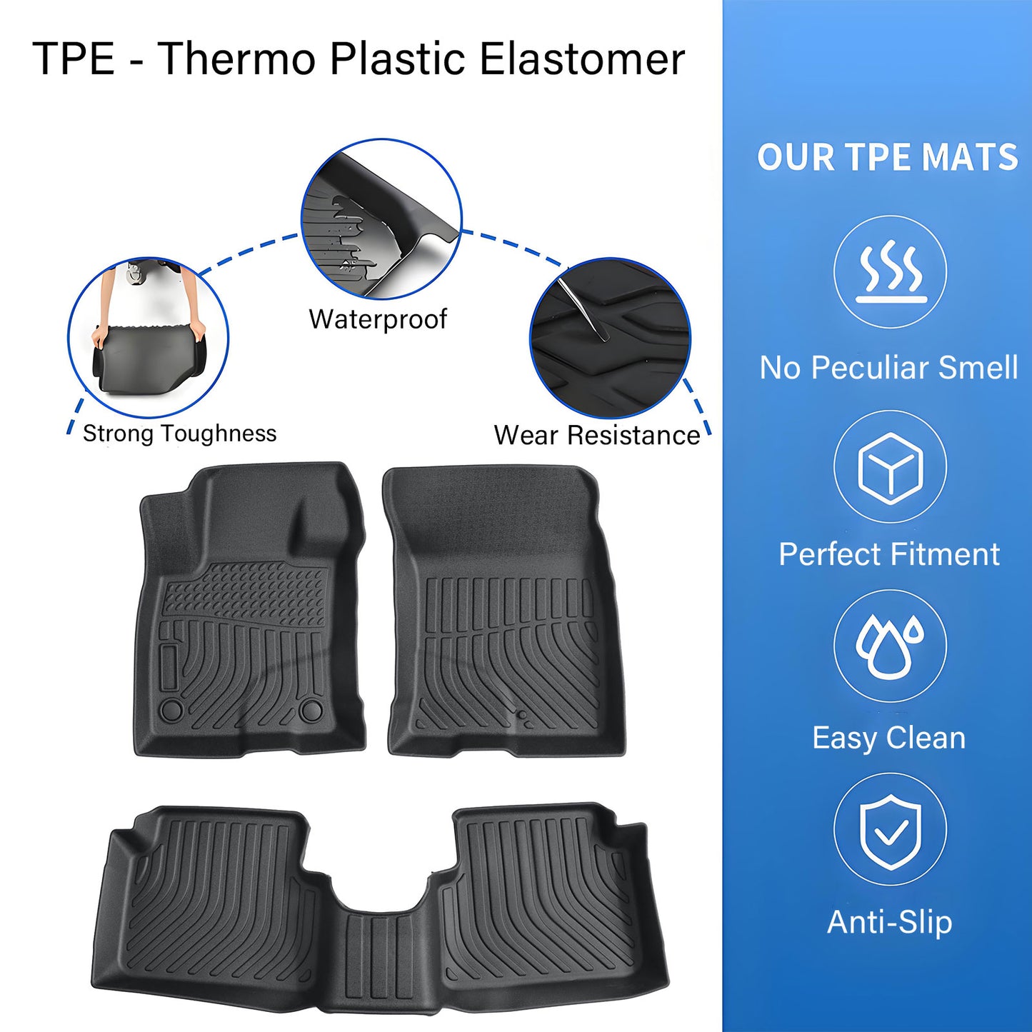 TPE Front & 2nd Row Floor Mats Liners For 2021-2025 Ford Bronco Sport 4-Door
