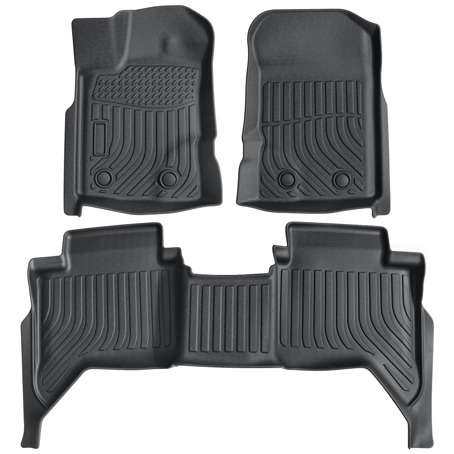 Car Floor Mats Liners 3Pcs For 2019-2023 Ford Ranger SuperCrew TPE All-Weather