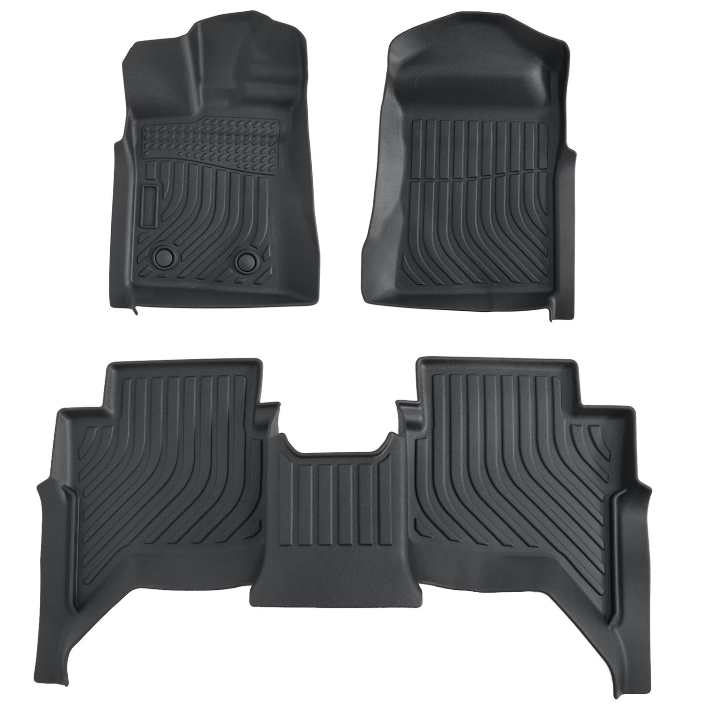 TPE Floor Mats Liners Black For 2024 2025 Ford Ranger SuperCrew Cab All-Weather
