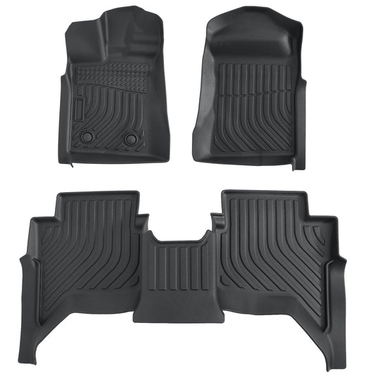 TPE Floor Mats Liners Black For 2024 2025 Ford Ranger SuperCrew Cab All-Weather