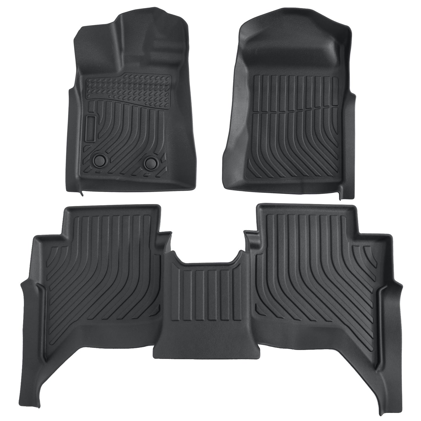 TPE Floor Mats Liners Black For 2024 2025 Ford Ranger SuperCrew Cab All-Weather