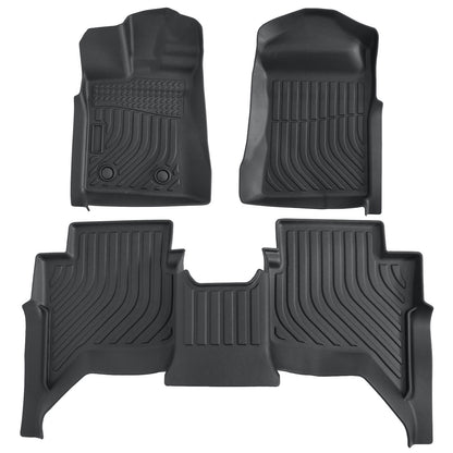 TPE Floor Mats Liners Black For 2024 2025 Ford Ranger SuperCrew Cab All-Weather