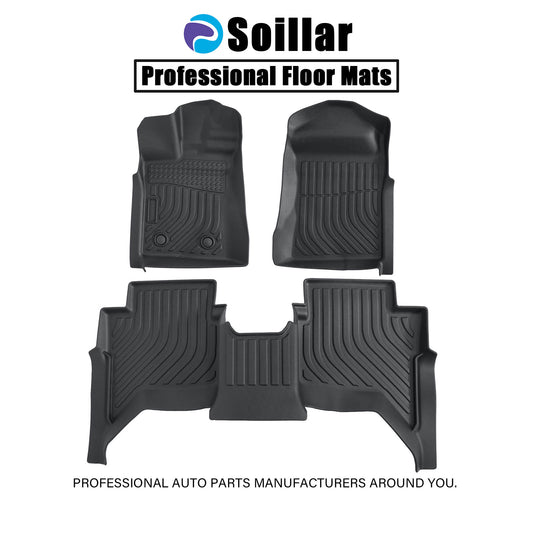 TPE Floor Mats Liners Black For 2024 2025 Ford Ranger SuperCrew Cab All-Weather