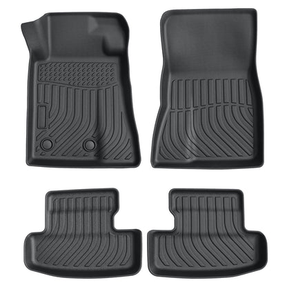 3D Floor Mats For 2015-2025 Ford Mustang Front & 2nd Row Floor Liners TPE Black