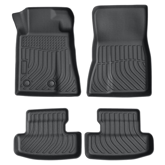 3D Floor Mats For 2015-2025 Ford Mustang Front & 2nd Row Floor Liners TPE Black