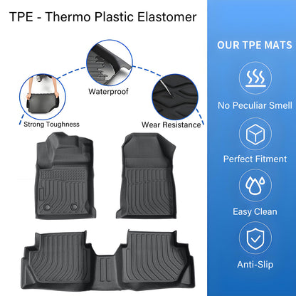 3D Floor Mats For 2011-2013 Ford Fiesta Front & 2nd Row Floor Liners TPE Black