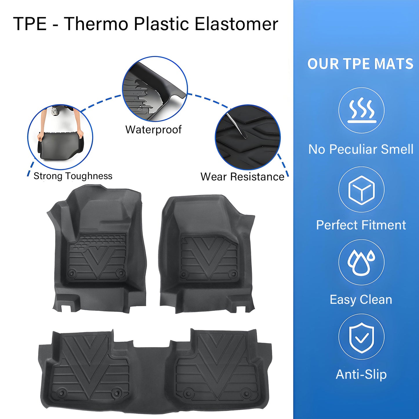Floor Mats For 2016-2019 Land Rover Discovery Sport 4-Door Floor Liners Set TPE