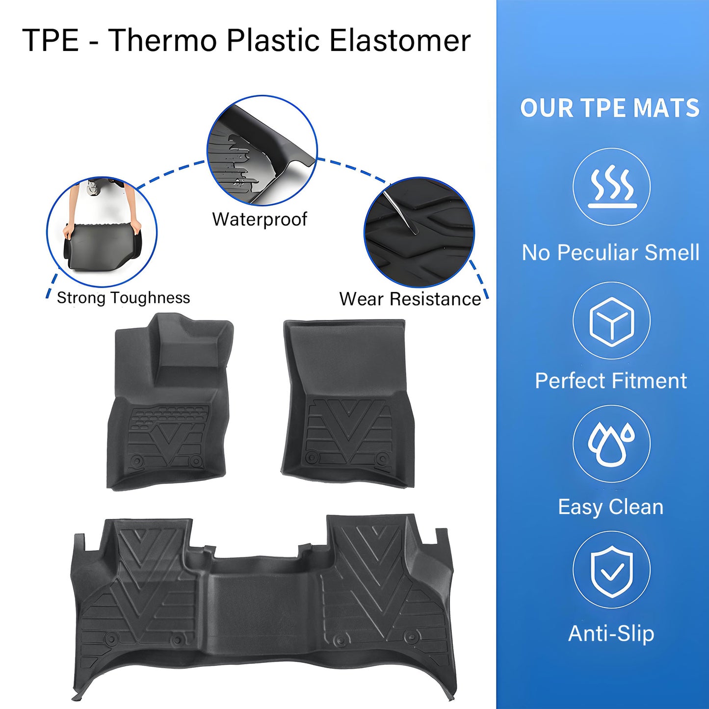 Floor Mats For 2020 2021 2022 2023 2024 Land Rover Defender 4DR Floor Liners TPE