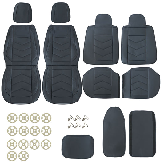 Fits Honda Quilted Leather Car Seat Covers 5-Seats Front Rear Full Set Protector