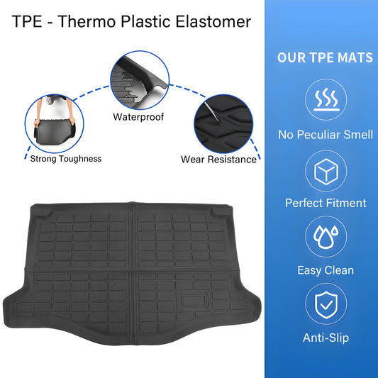 TPE All-Weather Rear Trunk Cargo Liner Floor Mat For 2015-2020 Honda Fit Black